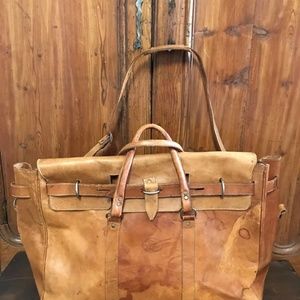 Antique 1955 Leather U S Mail Money Duffle Bag Railroad Overnight Crossbody Bag